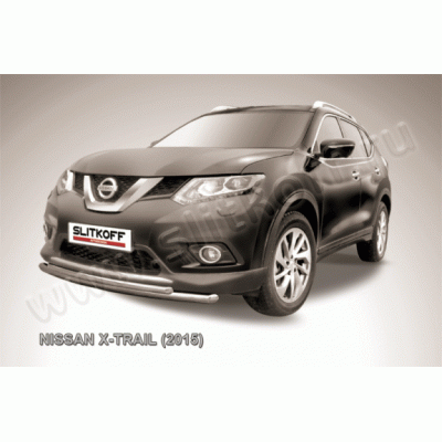 Защита переднего бампера Nissan X-Trail с 2014 (двойная 2)