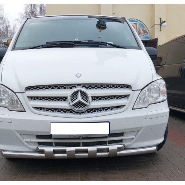 Защита переднего бампера Mercedes-Benz Vito c 2005-2014 двойная с перемычками