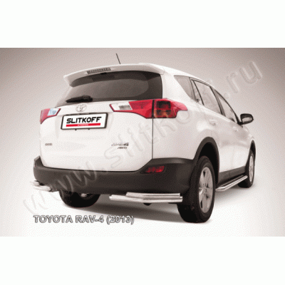 Защита заднего бампера Toyota RAV4 с 2013 (Уголки двойные)