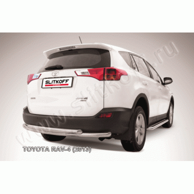 Защита заднего бампера Toyota RAV4 с 2013 (Двойная радиусная)