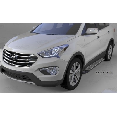 Пороги алюминиевые Hyundai Grand Santa Fe с 2013 (Sapphire Silver)