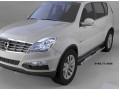 Пороги алюминиевые Ssang Yong Rexton с 2012 (Emerald Black)