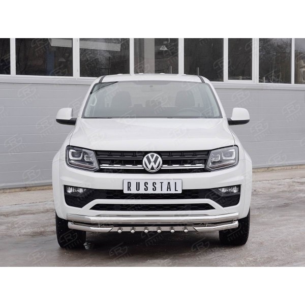 Защита переднего бампера VOLKSWAGEN AMAROK 2016-  D63 секция-D63 уголки+D42 зубы