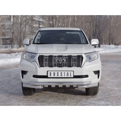 Защита переднего бампера Toyota Land Cruiser Prado 150 с 2017 (уголки+клыки)