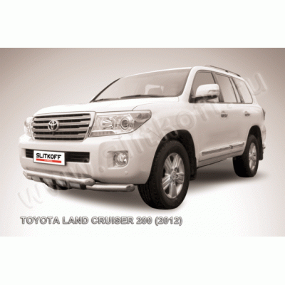 Защита переднего бампера с профильной защитой картера Toyota Land Cruiser 200 2012-2015 (Двойная)