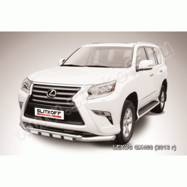 Защита переднего бампера с профильной защитой картера Lexus GX460 с 2014 (двойная)