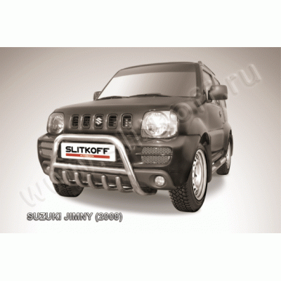 Защита переднего бампера с защитой картера Suzuki Jimny 2005-2012 (Низкая)