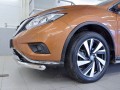 Защита переднего бампера Nissan Murano с 2016 (двойная) секция 63мм дуга 75х42мм