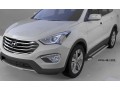 Пороги алюминиевые Brillant Hyundai Grand Santa Fe с 2013 (серебристые)