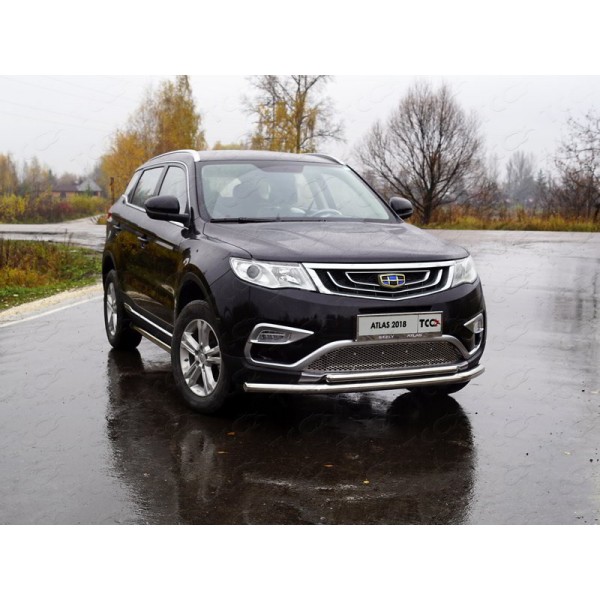 Защита передняя нижняя (двойная)  для Geely Atlas