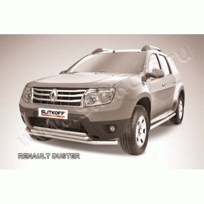 Защита переднего бампера Renault Duster 2010-2015 (Двойная)