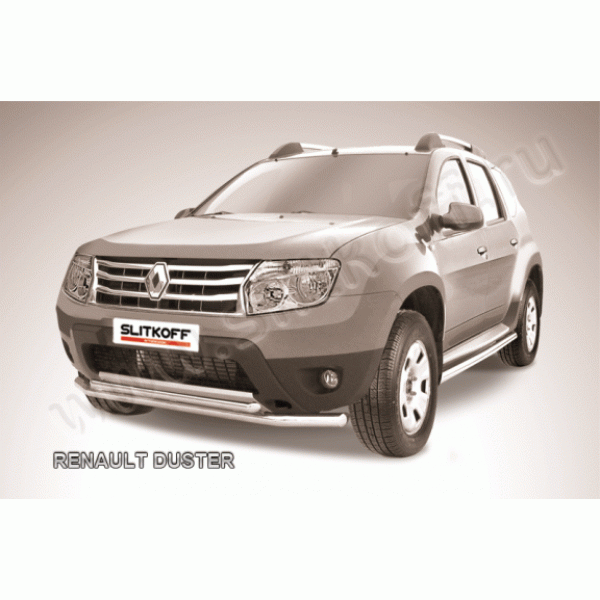 Защита переднего бампера Renault Duster 2010-2015 (Двойная)