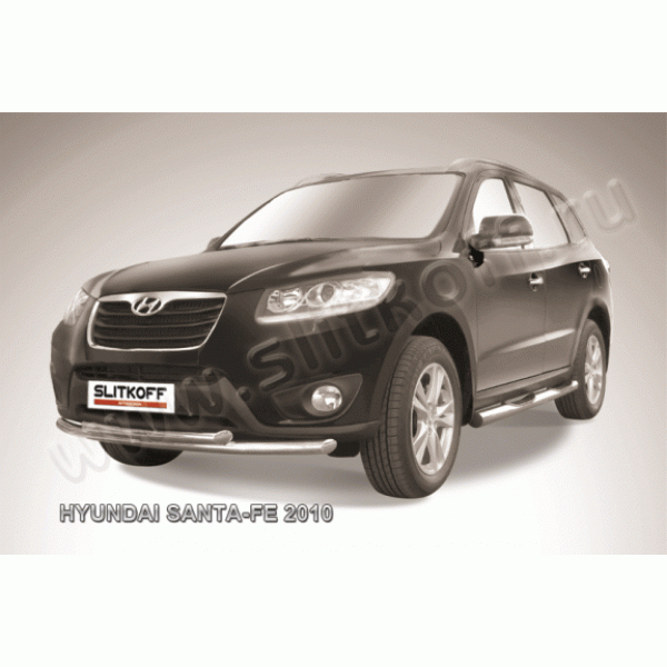 Защита переднего бампера Hyundai Santa Fe 2010-2012 (Двойная)