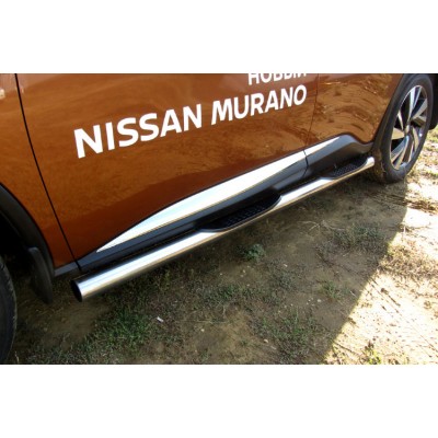 Защита порогов d76 с проступями Nissan MURANO с 2016