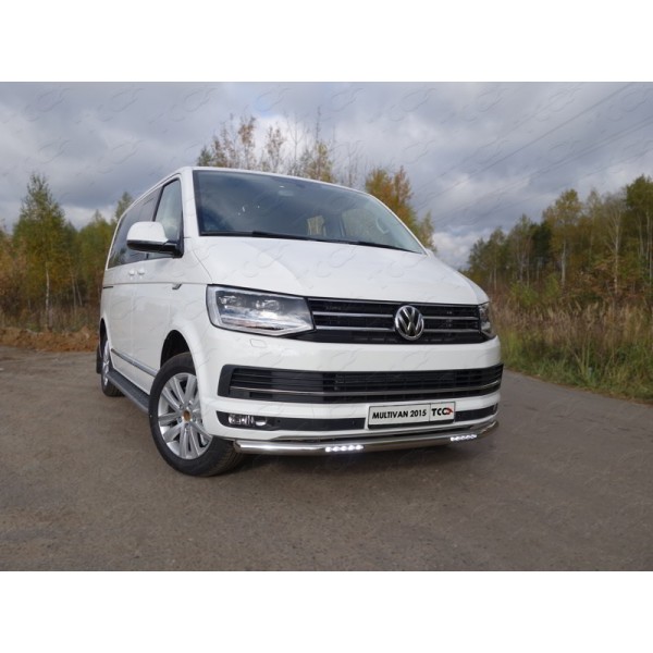 Защита переднего бампера Volkswagen T6 Multivan с 2015 (с ходовыми огнями)