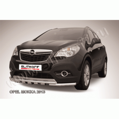 Защита переднего бампера с защитой картера Opel Mokka с 2012 (Двойная)