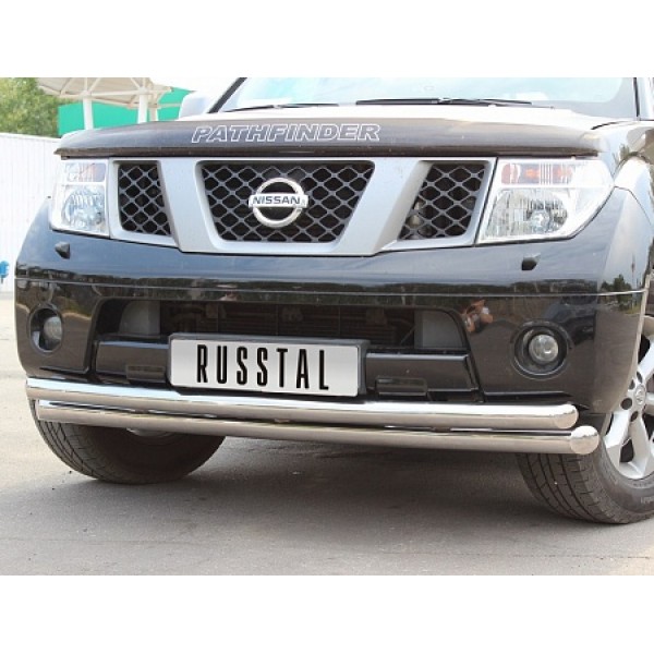 Защита переднего бампера Nissan Pathfinder 2004-2010 (Двойная 2)