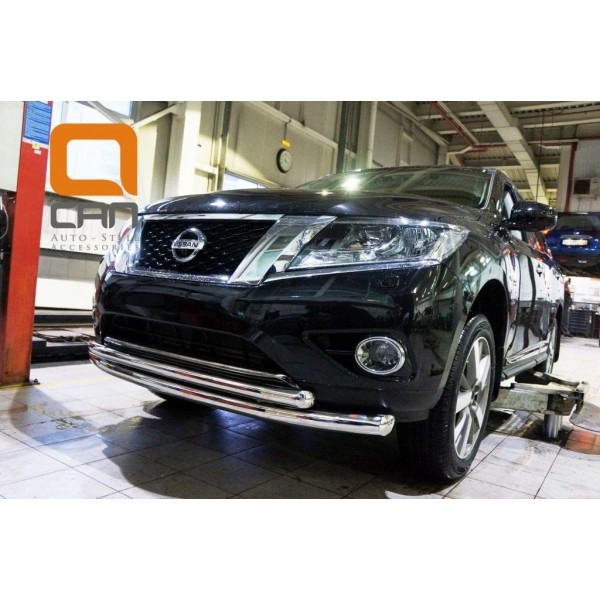 АКЦИЯ!!! Защита переднего бампера Nissan Pathfinder с 2014 (двойная)