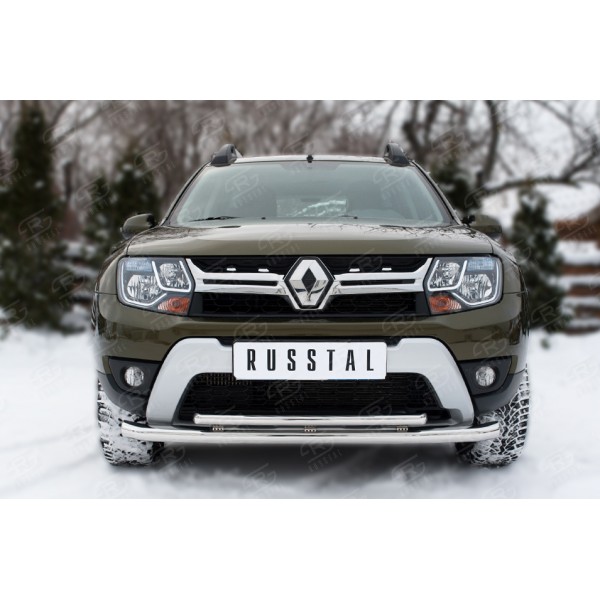 Защита переднего бампера Renault Duster с 2015 (Двойная, вариант 2)