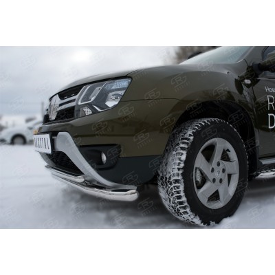 Защита переднего бампера Renault Duster с 2015 (Двойная, вариант 2)