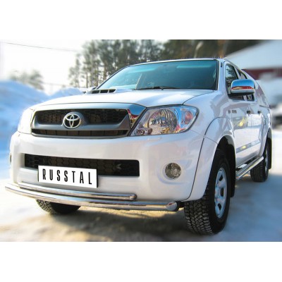 Защита переднего бампера Toyota Hilux 2012-2015 (Двойная 2)