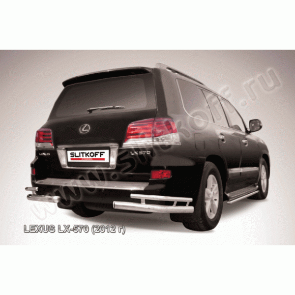 Защита заднего бампера Lexus LX570 2012-2014 (уголки двойные)