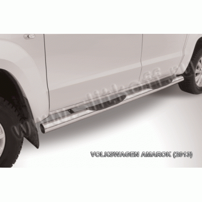 Пороги из нержавеющей стали с проступями Volkswagen Amarok с 2010 (Вариант 1)