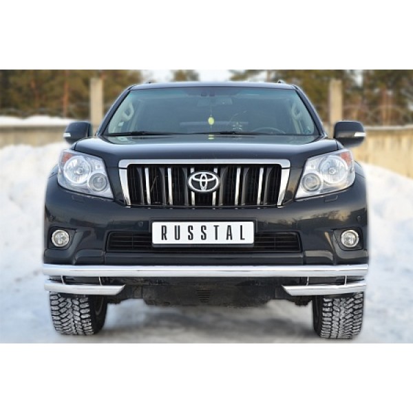 Защита переднего бампера Toyota Land Cruiser Prado 150 2009-2013 (Одинарная с уголками)