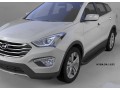 Пороги алюминиевые Hyundai Santa Fe с 2012 (Sapphire Black)