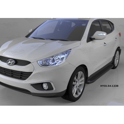 Пороги алюминиевые Hyundai ix35 2010-2015 (Sapphire Black)