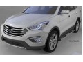 Пороги алюминиевые Hyundai Santa Fe с 2012 (Emerald Silver)