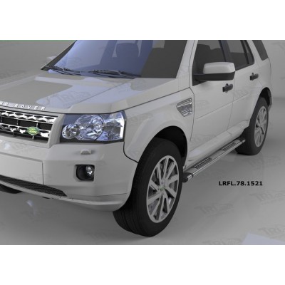 Пороги алюминиевые Land Rover Freelander 2 с 2006 (Emerald Silver)