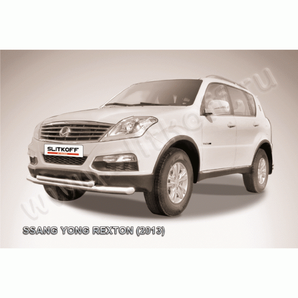 Защита переднего бампера d76+d57 двойная SsangYong REXTON 2013