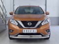 Защита переднего бампера Nissan Murano с 2016 (двойная) секция 63мм дуга 75х42мм