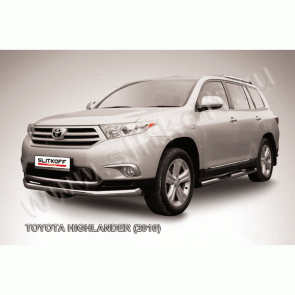 Защита переднего бампера Toyota Highlander 2010-2014 (Длинная)