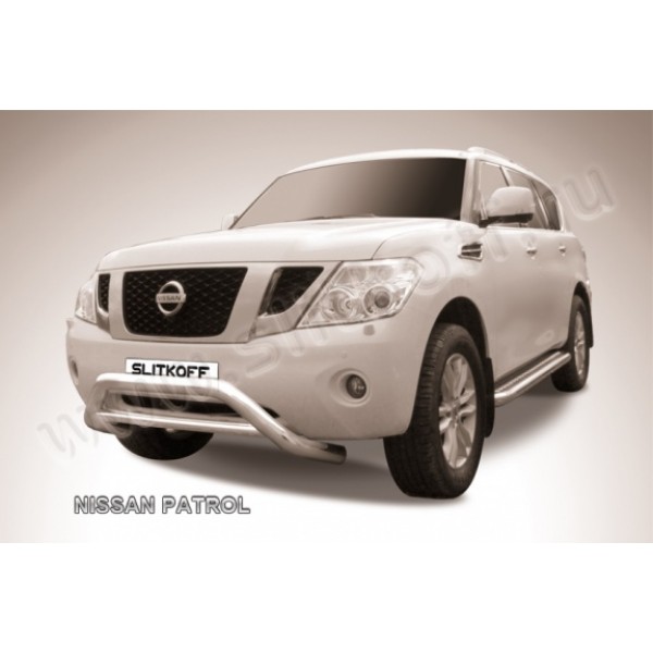 Защита переднего бампера Nissan Patrol с 2010 (Низкая широкая)