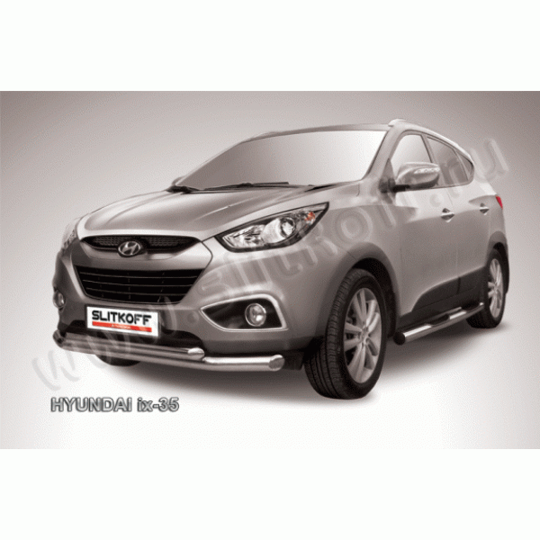 Защита переднего бампера Hyundai ix35 с 2010 (Двойная)