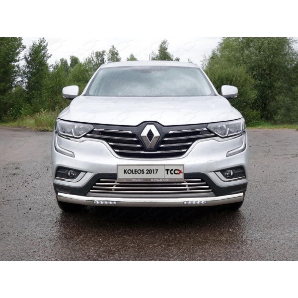 Защита бампера передняя нижняя (овальная с ДХО) RENAULT KOLEOS 2017- 75х42 мм