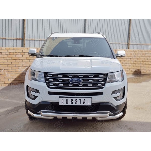 Защита переднего бампера FORD EXPLORER 2016-   D63 дуга-D63 уголки +клыки