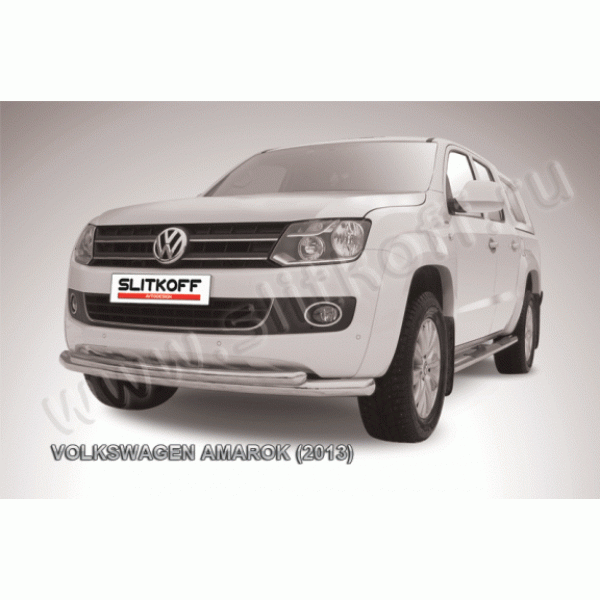 Защита переднего бампера Volkswagen Amarok с 2010 (Двойная радиусная)