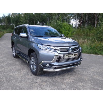 Защита переднего бампера Mitsubishi Pajero Sport с 2015 с ДХО 76,1 мм