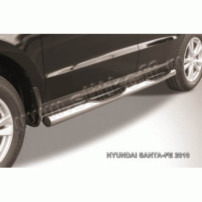 Пороги из нержавеющей стали с проступями Hyundai Santa Fe 2010-2012