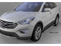 Пороги алюминиевые Hyundai Santa Fe с 2012 (Emerald Black)