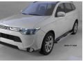 Пороги алюминиевые Mitsubishi Outlander 2012-2015 (Emerald Black)