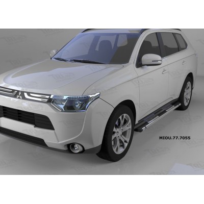 Пороги алюминиевые Mitsubishi Outlander 2012-2015 (Emerald Black)