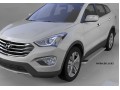 Пороги алюминиевые Opal Hyundai Santa Fe с 2012