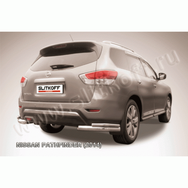 Защита заднего бампера Nissan Pathfinder с 2014 (Уголки двойные)