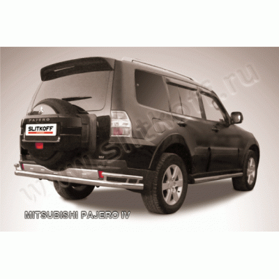Защита заднего бампера Mitsubishi Pajero 2006-2011 (двойная)