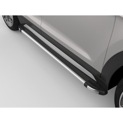 Боковые подножки Renault Duster c 2021 алюминиевые Brilliant Black