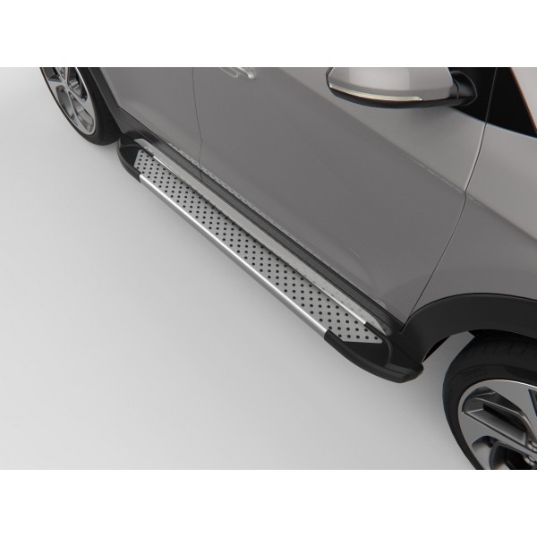 Боковые подножки Renault Duster c 2021 алюминиевые Sapphir Silver